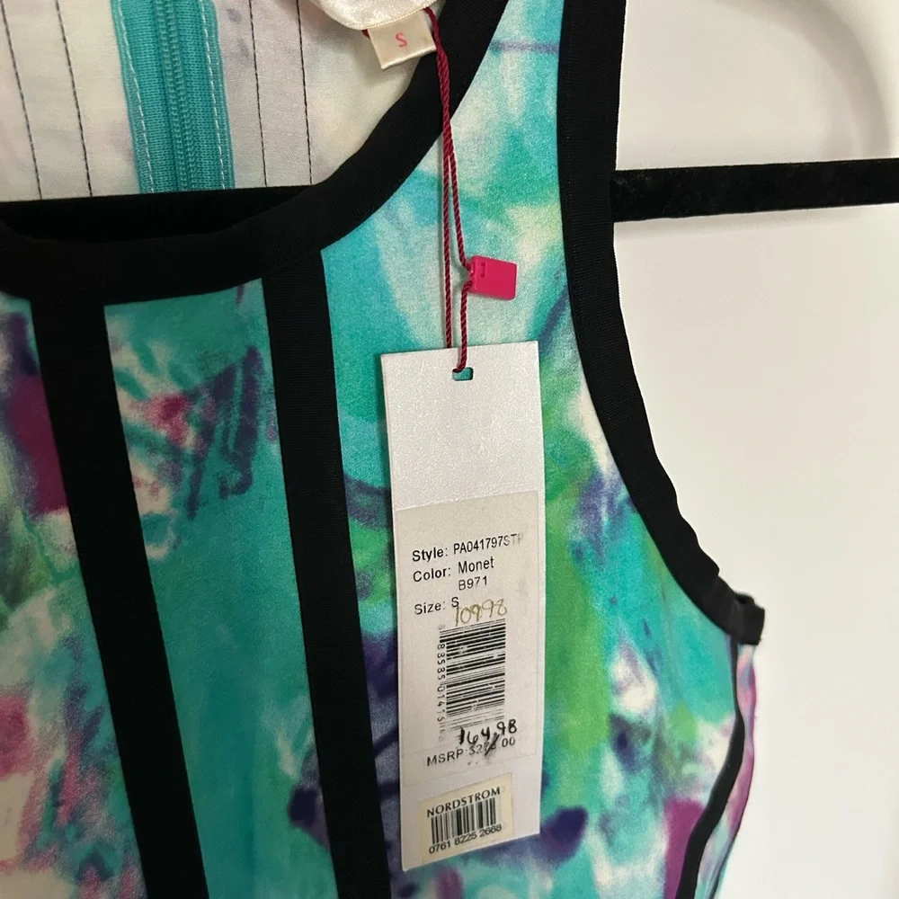 Parker Blue and Pink Sheath Mini Dress Halter Sleeveless - Picture 5 of 5